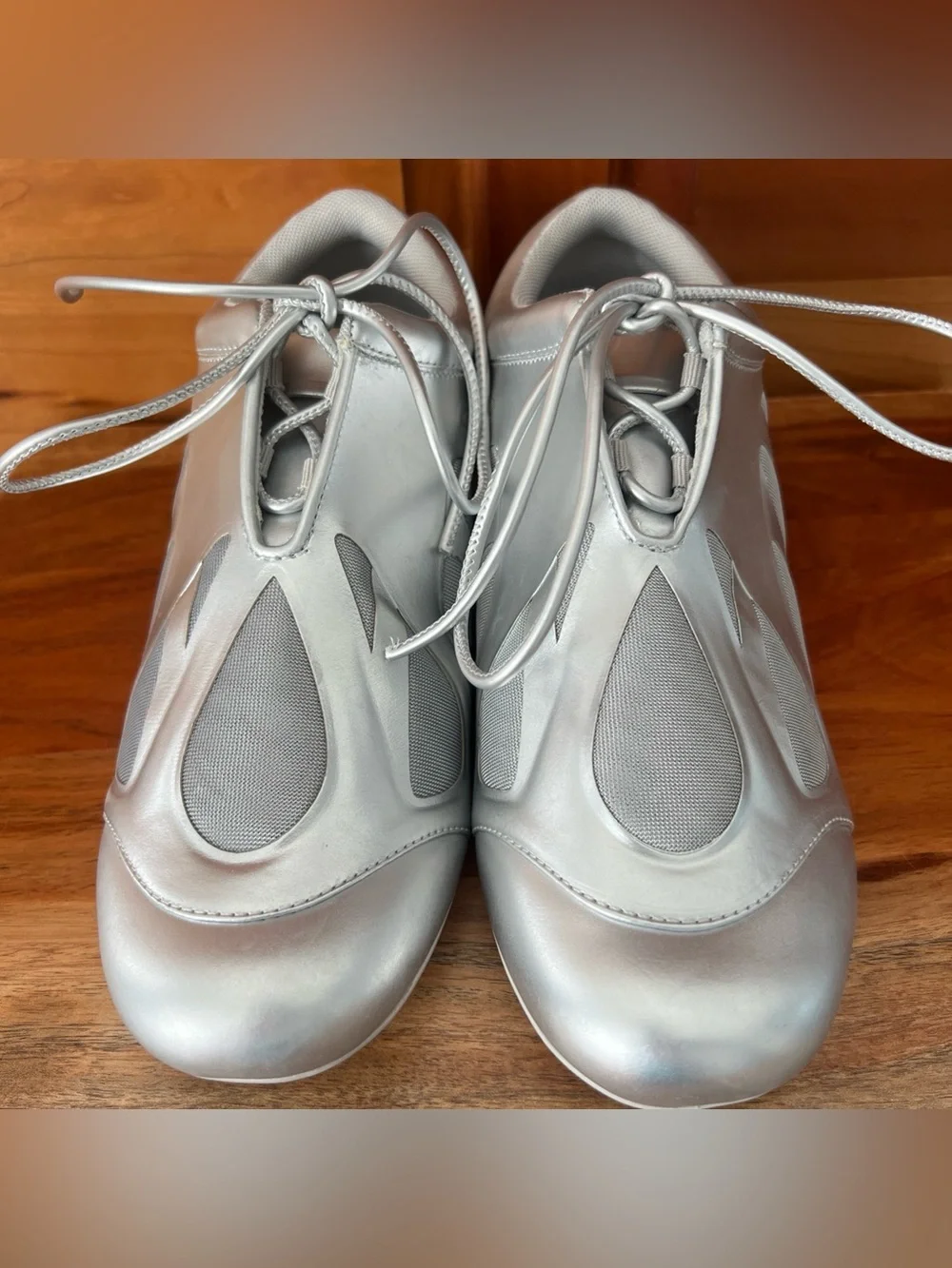 JW PEI Flavia Metallic Silver Ballerina Sneakers Size 9 EU 40 Low Profile